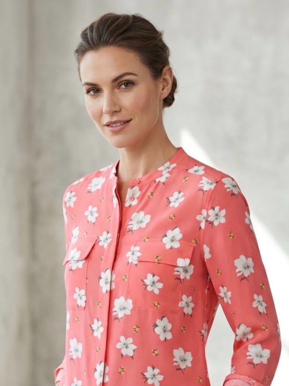 Equipment Coral Floral 100% Silk Blouse